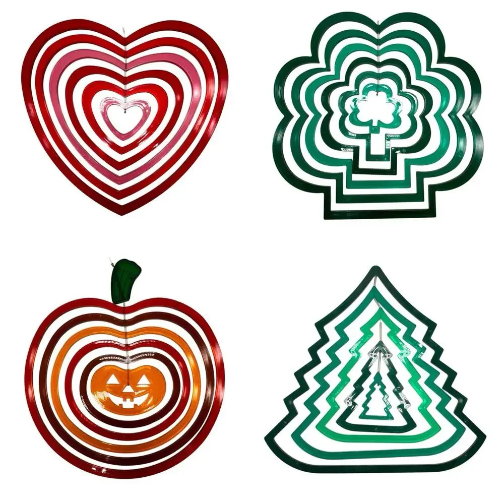 4 VTG Lucite Acrylic Mobile Garden Spinner Holiday Pumpkin Heart Clover Xmas Set